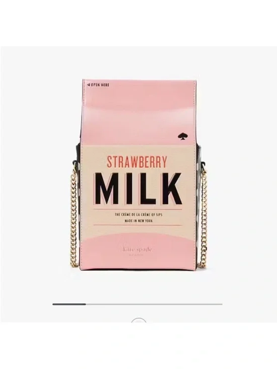 kate spade Strawberry Milk Box Crossbody Bag - Pink & Cream - Picture 1 of 5